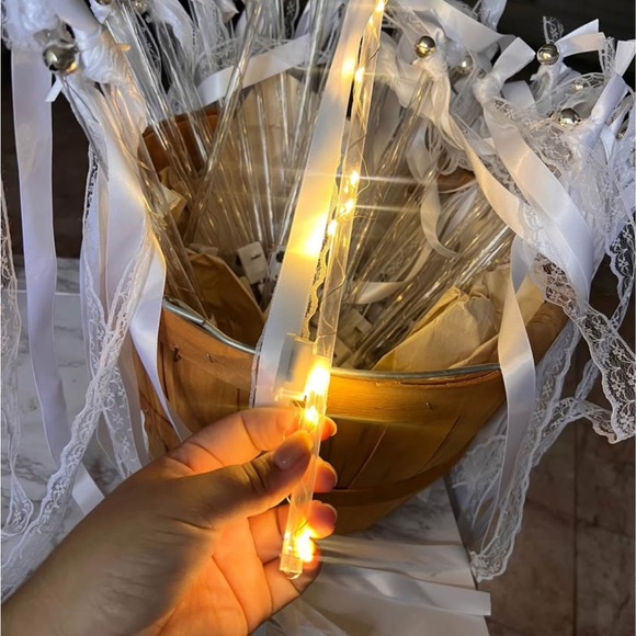 Chic White Lace Wedding Wands - Picture 3 of 4